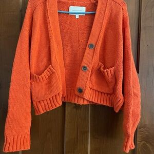 Brochu Walker Vibrant Orange Crop Cardigan